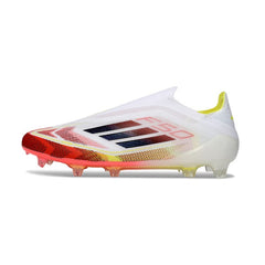 Chuteira Campo FG Adidas F50 Elite Sem Cadarço Branca e Vermelha