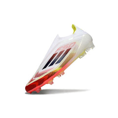 Chuteira Campo FG Adidas F50 Elite Sem Cadarço Branca e Vermelha