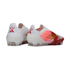 Chuteira Campo FG Adidas F50 Elite Sem Cadarço Branca, Dourada e Vermelha