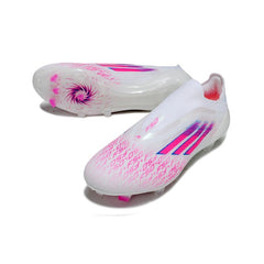 Chuteira Campo FG Adidas F50 Elite Sem Cadarço Branca, Rosa e Roxa