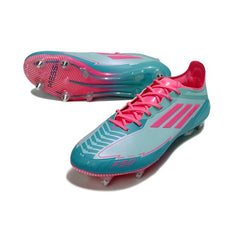 Chuteira Campo Molhado SG Adidas F50 Elite Light Messi Azul e Rosa