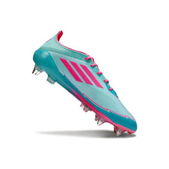 Chuteira Campo Molhado SG Adidas F50 Elite Light Messi Azul e Rosa