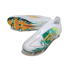 Chuteira Campo Molhado SG Adidas F50 Elite Sem Cadarço Branca e Verde