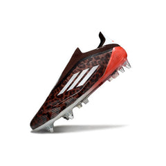 Chuteira Campo Molhado SG Adidas F50 Elite Sem Cadarço Marrom e Vermelha