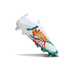 Chuteira Campo Molhado SG Adidas F50 Elite Sem Cadarço Branca, Verde e Vermelha