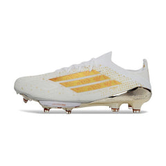 Chuteira Campo FG Adidas F50+ Elite Branca e Dourada