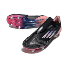 Chuteira Campo Molhado SG Adidas F50 Elite Sem Cadarço Preta e Rosa Infantil