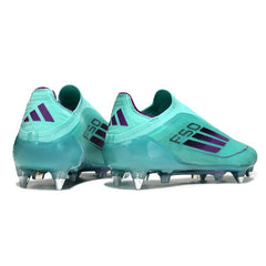 Chuteira Campo Molhado SG Adidas F50 Elite Sem Cadarço Azul-Clara