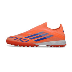 Chuteira Society TF Adidas F50 Sem Cadarço Elite Pack Coral Blaze