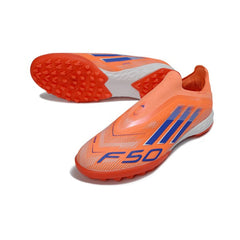 Chuteira Society TF Adidas F50 Sem Cadarço Elite Pack Coral Blaze