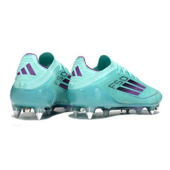 Chuteira Campo Molhado SG Adidas F50 Primeknit Elite Azul-Clara e Rosa
