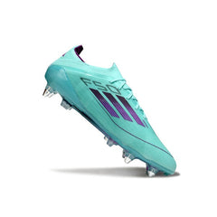 Chuteira Campo Molhado SG Adidas F50 Primeknit Elite Azul-Clara e Rosa