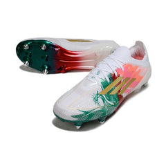 Chuteira Campo Molhado SG Adidas F50 Primeknit Elite Branca, Verde e Vermelha