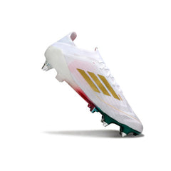 Chuteira Campo Molhado SG Adidas F50 Primeknit Elite Branca, Verde e Vermelha