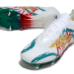 Chuteira Campo Molhado SG Adidas F50 Primeknit Elite Branca, Vermelha e Verde