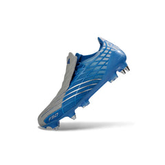 Chuteira Campo Molhado SG Adidas F50 Spider Azul-Clara e Prateada