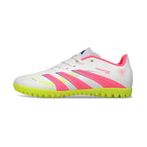 Chuteira Society TF Adidas Predator 25 Elite Rosa, Branca e Amarela