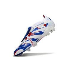 Chuteira Campo FG Adidas Predator 25 Elite Branca, Azul e Vermelha