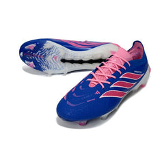 Chuteira Campo FG Adidas Predator 26 Elite Azul, Rosa e Branca