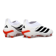 Chuteira Campo FG Adidas Predator 26 Elite Sem Cadarço Branca, Laranja e Preta