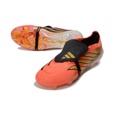 Chuteira Campo FG Adidas Predator 26 Elite Com Língua Laranja e Dourada