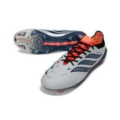 Chuteira Campo FG Adidas Predator 26 Elite Prateada e Laranja