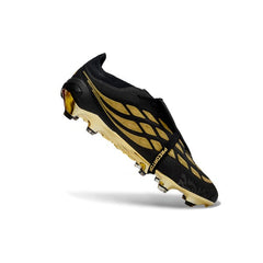 Chuteira Campo FG Adidas Predator 26 Elite Com Língua Preta e Dourada