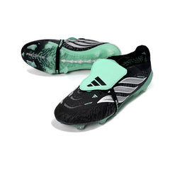 Chuteira Campo FG Adidas Predator 26 Elite Com Língua Preta, Branca e Verde