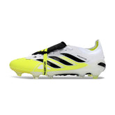 Chuteira Campo FG Adidas Predator 26 Elite Com Língua Preta, Amarela e Branca