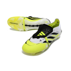 Chuteira Campo FG Adidas Predator 26 Elite Com Língua Preta, Amarela e Branca