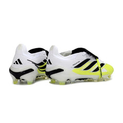 Chuteira Campo FG Adidas Predator 26 Elite Com Língua Preta, Amarela e Branca