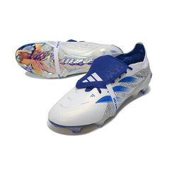 Chuteira Campo FG Adidas Predator 26 Elite Com Língua Azul e Branco
