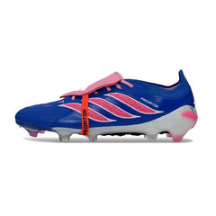 Chuteira Campo FG Adidas Predator 26 Elite Com Língua Azul, Rosa e Branca