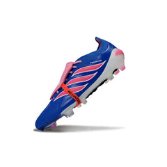 Chuteira Campo FG Adidas Predator 26 Elite Com Língua Azul, Rosa e Branca