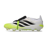 Chuteira Campo FG Adidas Predator 26 Elite Com Língua Fluorescent Verde, Preto e Branco