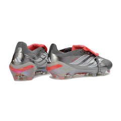 Chuteira Campo FG Adidas Predator 26 Elite Com Língua Cinza e Laranja