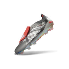 Chuteira Campo FG Adidas Predator 26 Elite Com Língua Cinza e Laranja