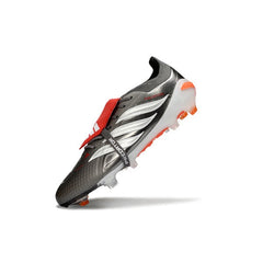 Chuteira Campo FG Adidas Predator 26 Elite Com Língua Cinza, Laranja e Branca