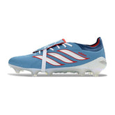 Chuteira Campo FG Adidas Predator 26 Elite Com Língua Azul Claro e Branco