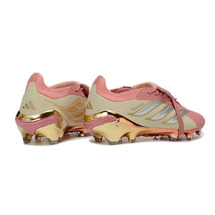 Chuteira Campo FG Adidas Predator 26 Elite Com Língua Rosa e Bege