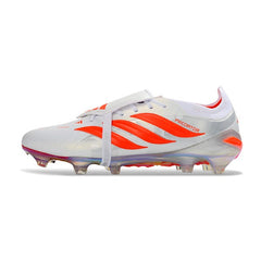 Chuteira Campo FG Adidas Predator 26 Elite Com Língua Branco e Laranja
