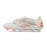 Chuteira Campo FG Adidas Predator 26 Elite Com Língua Branco e Laranja