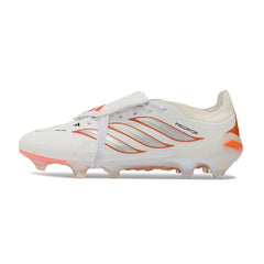 Chuteira Campo FG Adidas Predator 26 Elite Com Língua Branco e Laranja