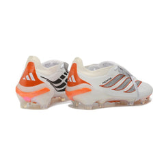 Chuteira Campo FG Adidas Predator 26 Elite Com Língua Branco e Laranja