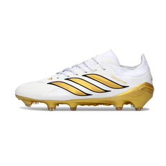 Chuteira Campo FG Adidas Predator 26 Elite Branca e Dourada
