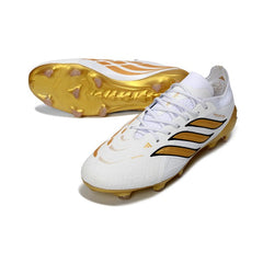 Chuteira Campo FG Adidas Predator 26 Elite Branca e Dourada