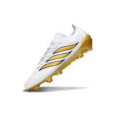 Chuteira Campo FG Adidas Predator 26 Elite Branca e Dourada