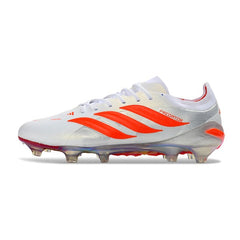 Chuteira Campo FG Adidas Predator 26 Elite Branco e Laranja