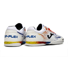Chuteira Futsal IC Joma Top Flex 24 Branca, Azul e Laranja