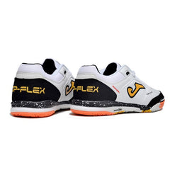 Chuteira Futsal IC Joma Top Flex Rebound Branca Preta e Laranja